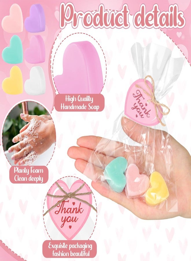 Demissle 60 Pcs Heart Shaped Soaps Valentines Mini Bridal Shower Favors Handmade Soaps Wedding Gift Thank You Gifts Set with Bags for Valentine's Day Baby Shower Favors(Multicolor) - Image 3
