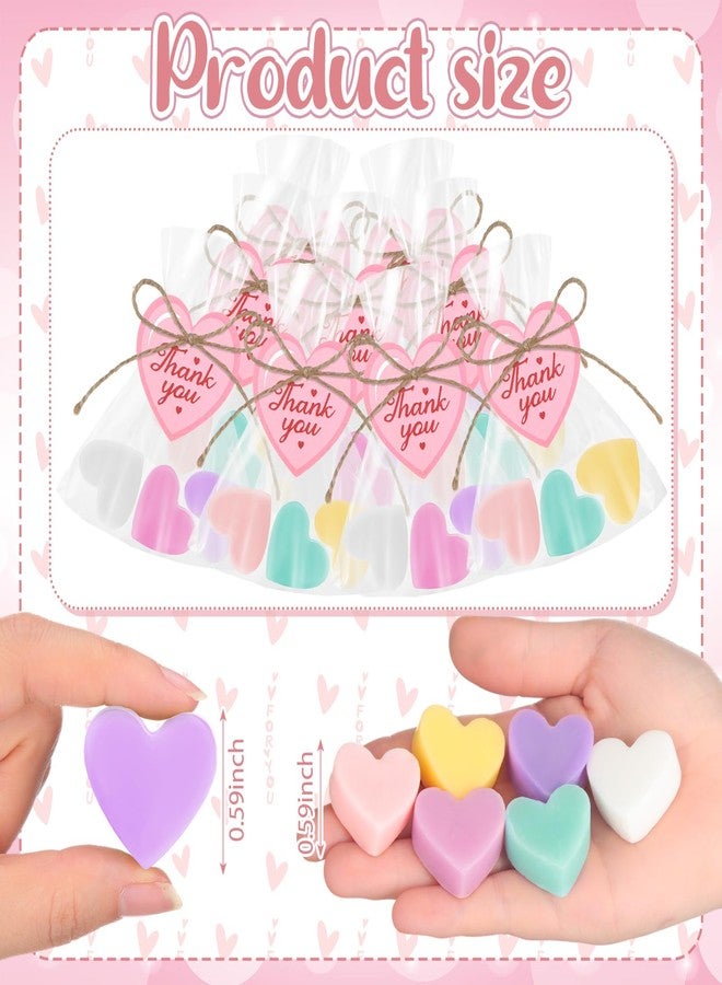 Demissle 60 Pcs Heart Shaped Soaps Valentines Mini Bridal Shower Favors Handmade Soaps Wedding Gift Thank You Gifts Set with Bags for Valentine's Day Baby Shower Favors(Multicolor) - Image 2