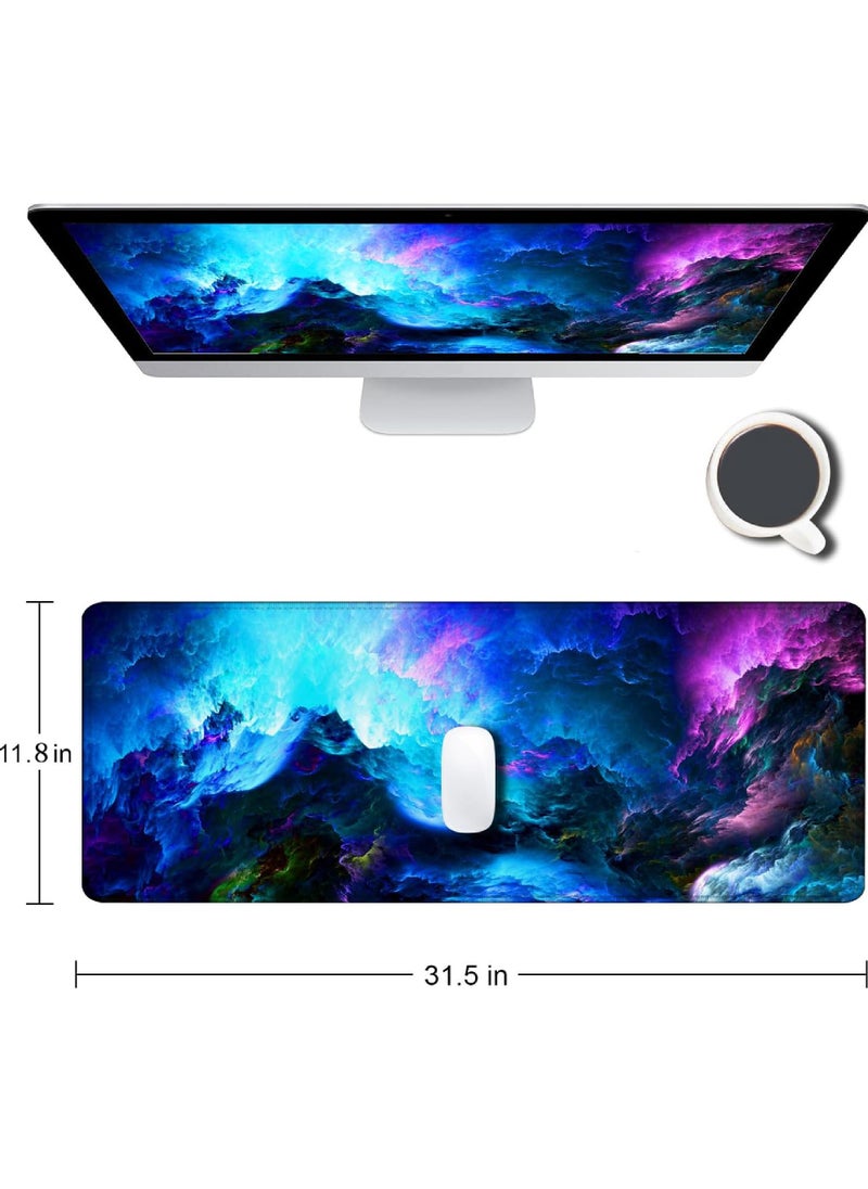 Rock Pow - Gaming Mouse Pad Large Non-Slip Rubber Base Mousepad Keyboard Mouse Mat Desk Pad with Stitched Edges 800 * 300 * 3mm Dazzling Galaxy - Image 1