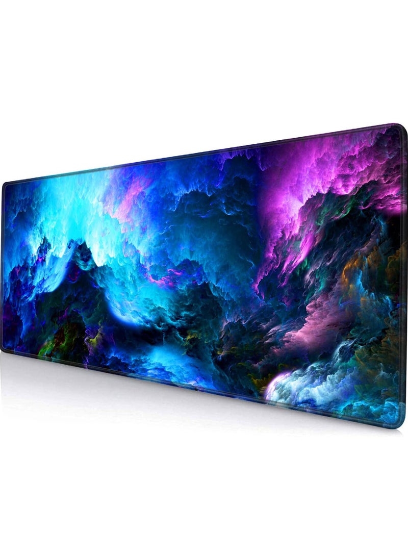 Rock Pow - Gaming Mouse Pad Large Non-Slip Rubber Base Mousepad Keyboard Mouse Mat Desk Pad with Stitched Edges 800 * 300 * 3mm Dazzling Galaxy - Image 1