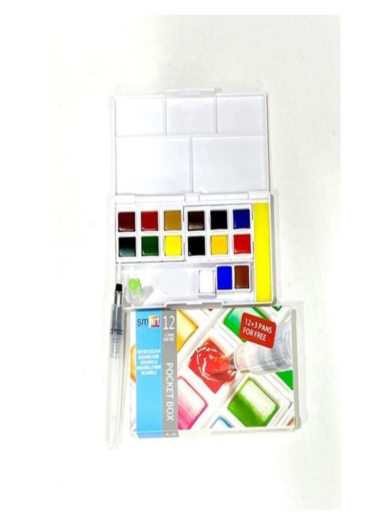 Smart-12 Watercolor Set + 3 Color Gift + Paint Mat - Acurel Colors - Image 1