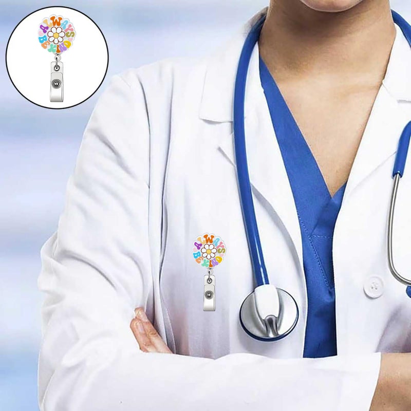 ASABITE Cute Sunflower Badge Reel, Always Be Kind Badge Reels Retractable, Cute Flower Badge Clip, Acrylic Retractable Badge Holder with Alligator Clip, Funny ID Card Holder for Nurse, Doctor, Office Worker - Image 4