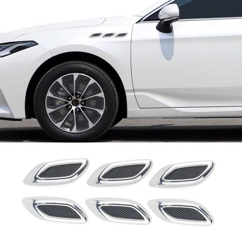Automaze 6pcs Car Fender Trim Decorative Intake Universal Auto Air Flow Bumper Side Vent Decal Scoop Hood Spolier Door ABS Exterior Glossy Black Sticker for Most Cars (Chrome) - Image 2