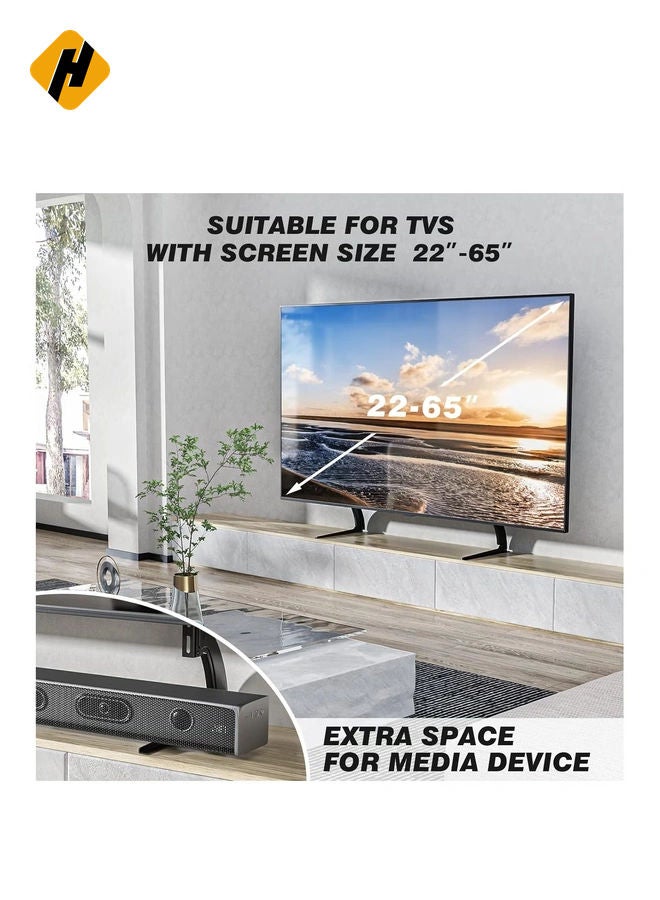 HuHa 5Rcom TV Stand Mount, Universal TV Stand Tabletop for 22 to 65 inch Plasma LCD LED Flat Screen TVs, TV Legs, Holds up to 88lbs, Max VESA 800 x 500mm, Height Adjustable TV Base, TV Stand  - Image 2