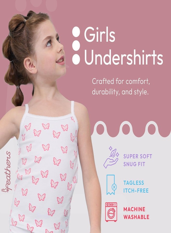 Feathers Girls Pink Butterfly Print Tagless Cami Super Soft Undershirts (3/Pack) - Image 3