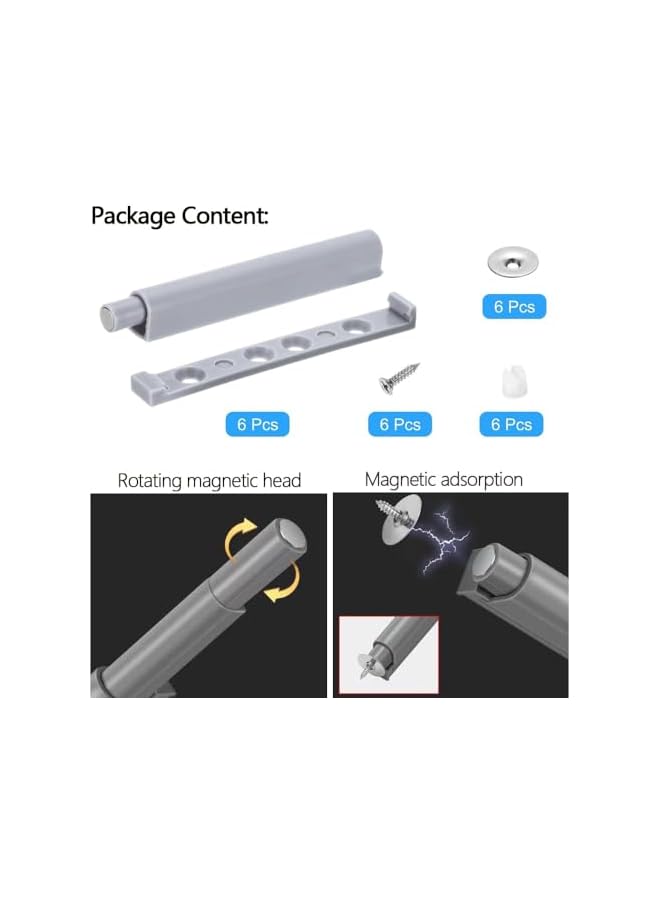 S-TOP Push to Open Door Latches,6PCS Push Open Cabinet Hardware Heavy Duty Magnetic Push Latch for Hidden Door Closure Drawer Plastic Damper Buffer Push for Kitchen Hardware Push Release Latch - Image 3