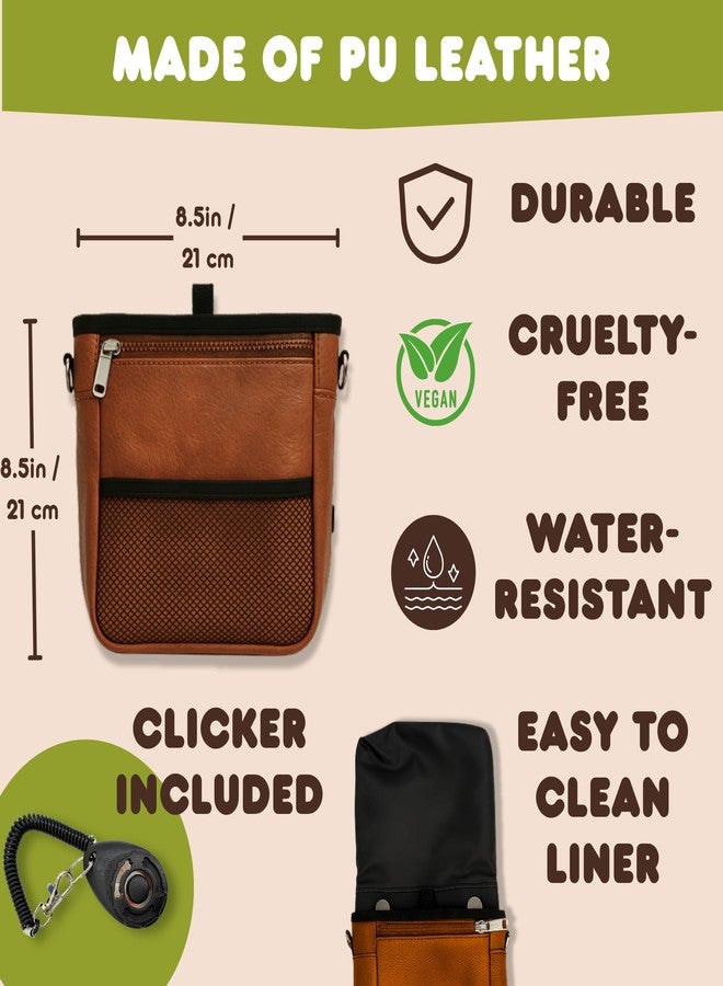 OtterPets Large Dog Treat Pouch PU Leather with Clicker, Magnetic Clasp, Fits All Phones, 4 Cups, Hands-Free Pouches for Dog Training Treat Pouch, Built in Poop Bag Holder - Image 2