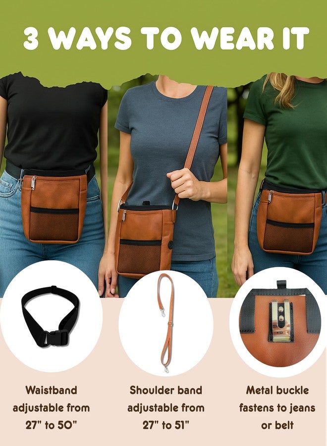 OtterPets Large Dog Treat Pouch PU Leather with Clicker, Magnetic Clasp, Fits All Phones, 4 Cups, Hands-Free Pouches for Dog Training Treat Pouch, Built in Poop Bag Holder - Image 4