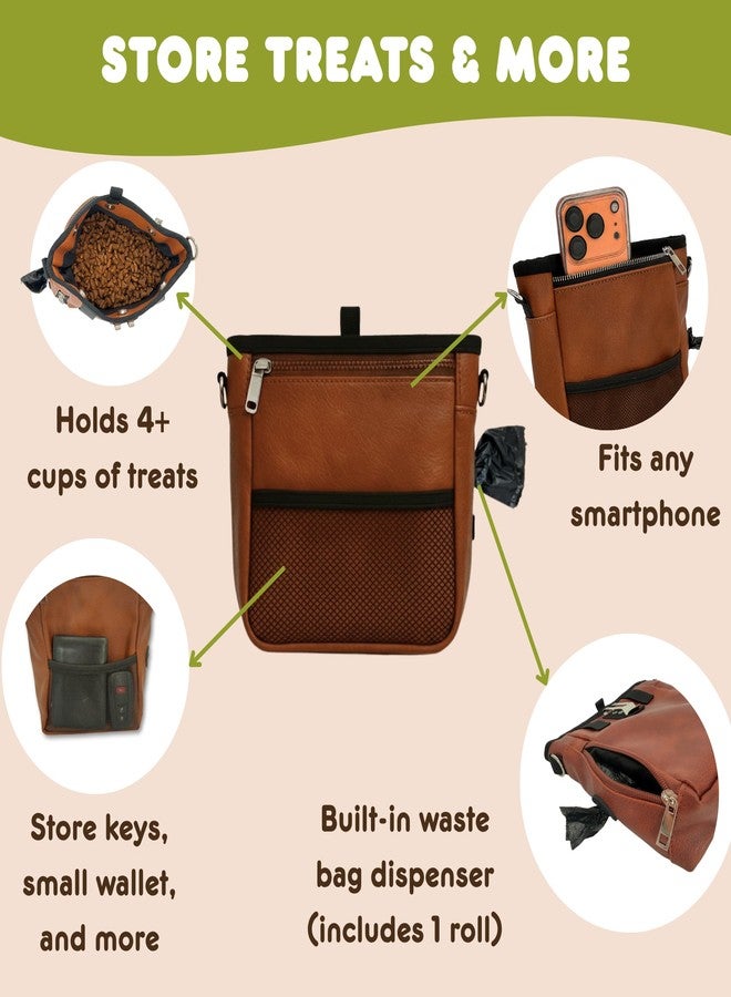 OtterPets Large Dog Treat Pouch PU Leather with Clicker, Magnetic Clasp, Fits All Phones, 4 Cups, Hands-Free Pouches for Dog Training Treat Pouch, Built in Poop Bag Holder - Image 3