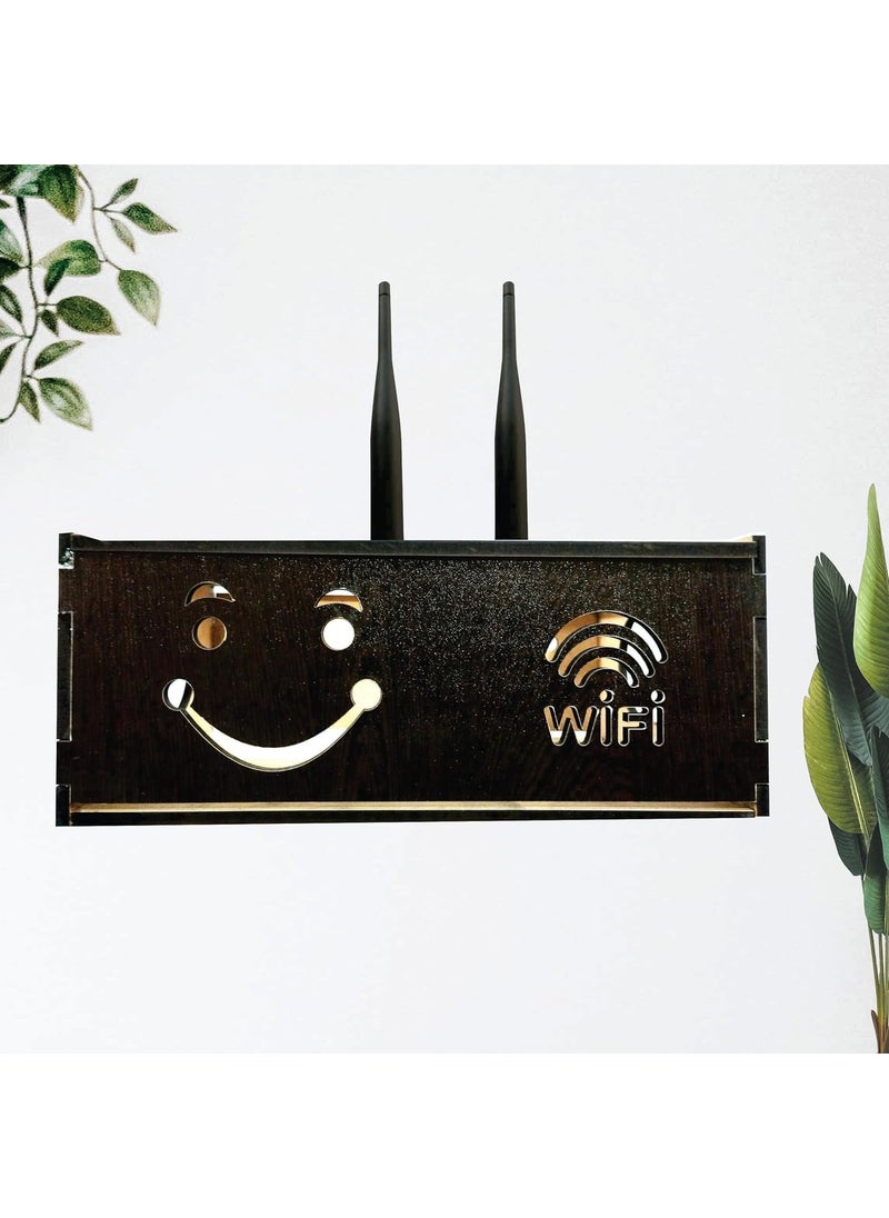 Creative Arts n Frames Creative Arts n Frames WiFi Router Storage Box WiFi Storage Cabinet Router Shelf Wall Mount Wall Shelves Wall Shelf Hortizontal Flower Wenge  - Image 2