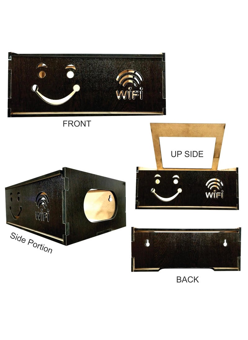 Creative Arts n Frames Creative Arts n Frames WiFi Router Storage Box WiFi Storage Cabinet Router Shelf Wall Mount Wall Shelves Wall Shelf Hortizontal Flower Wenge  - Image 5