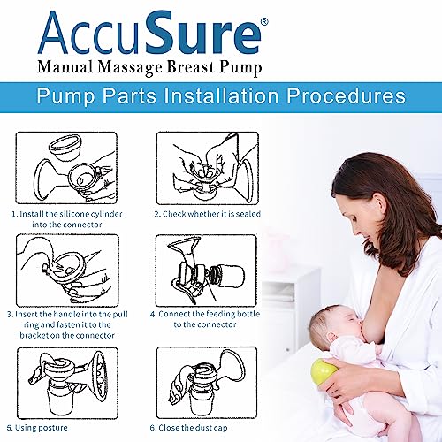 AccuSure Manual Breast Pump, Compact and Lightweight Soft & Comfortable Breast Shield, BPA Free Hand Pump for Breastfeeding - Image 5