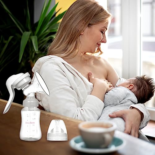 AccuSure Manual Breast Pump, Compact and Lightweight Soft & Comfortable Breast Shield, BPA Free Hand Pump for Breastfeeding - Image 4