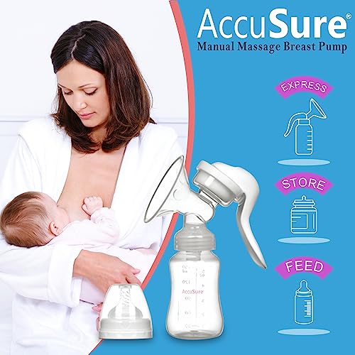 AccuSure Manual Breast Pump, Compact and Lightweight Soft & Comfortable Breast Shield, BPA Free Hand Pump for Breastfeeding - Image 3