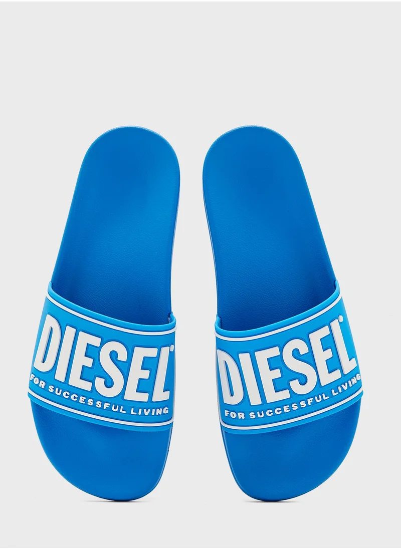 DIESEL Logo One Strap Flip Flops