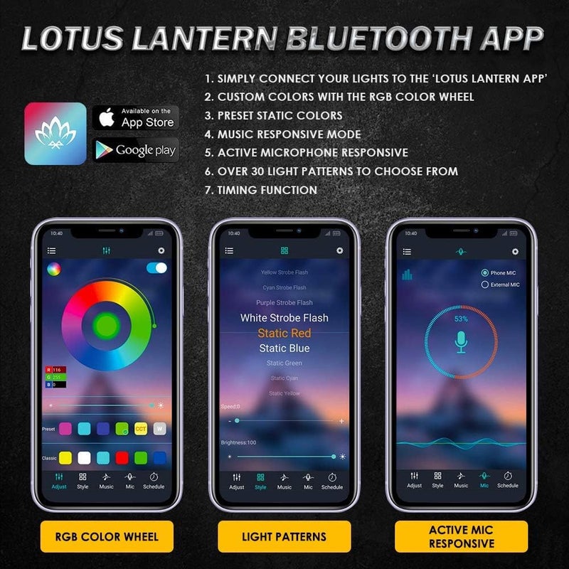 Xprite مجموعة إضاءة تحت السيارة من Xprite - 4 قطع من أضواء الشريط النيون مع وظيفة موسيقى RGB، تطبيق وتحكم عن بعد - Image 4