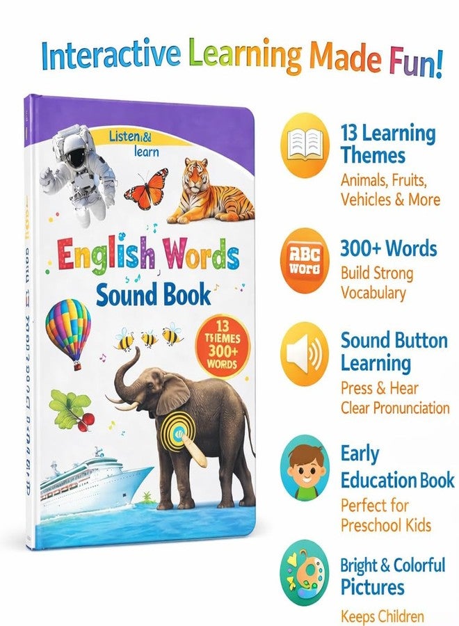 Braintastic Interactive English Word Sound Book for Kids | Talking Musical Learning Book with 13 Themes and 300 Plus Words | Educational Sound Book for Toddlers Age 3 Years and Above - Image 3