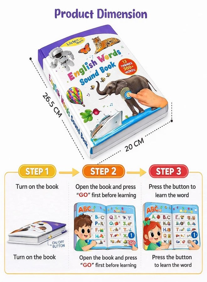 Braintastic Interactive English Word Sound Book for Kids | Talking Musical Learning Book with 13 Themes and 300 Plus Words | Educational Sound Book for Toddlers Age 3 Years and Above - Image 4