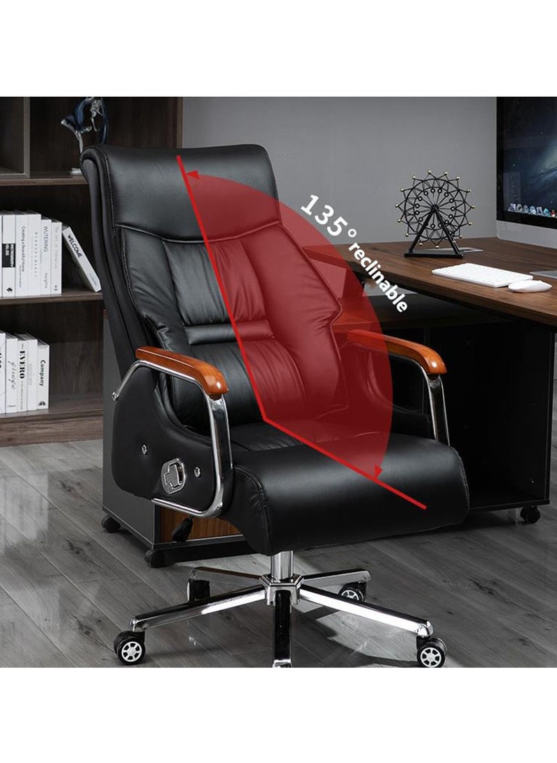 Arabest - Office Chair Executive Office Chair Desk Chair Computer Chair with Ergonomic Support Tilting Function Upholstered in Bonded Leather Black - Image 1