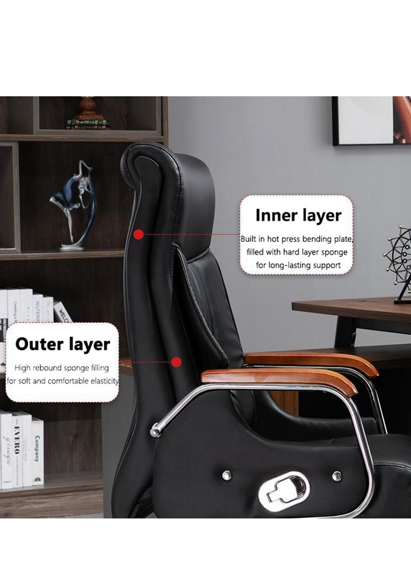 Arabest - Office Chair Executive Office Chair Desk Chair Computer Chair with Ergonomic Support Tilting Function Upholstered in Bonded Leather Black - Image 1