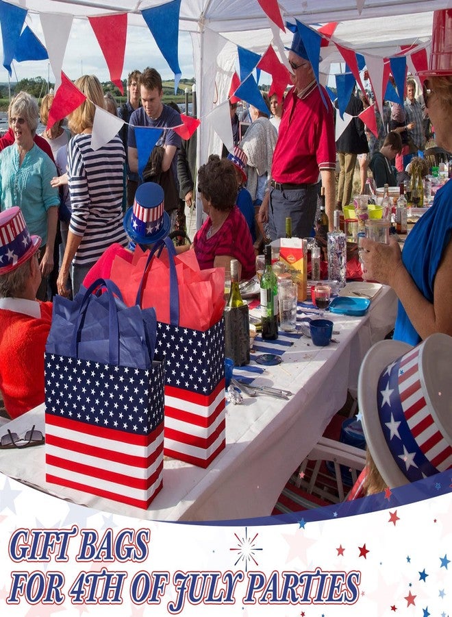 Wesnoy 20 Pack American Flag Reusable Gift Bags, 12" Large 4th of July Patriotic Party Favor Tote with Handle and Tissue Paper, Red White Blue Non Woven Goodie Bag for Independence Day Party Supplies - Image 5