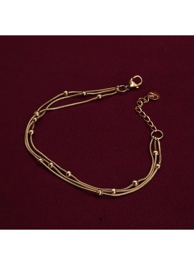 Palmonas PALMONAS Beaded Beauty Layred Chain Bracelet for Women | 18K Gold Plated, Waterproof & Anti-Tarnish
