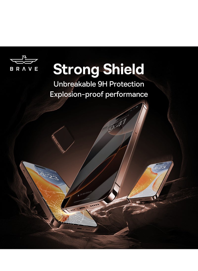 Brave - Privacy Screen Protector for iPhone 16 Pro Max 6.9 inch, Full Coverage, Spy Protection & Privacy, Face ID Compatible, 9H Hardness Tempered Glass for Durability, Fingerprint, Scratch & Shatter Resistant, Bubble-Free Application, Easy Installation with Alignment Frame, Case Compatible, High Clarity for Enhanced Security - Image 1