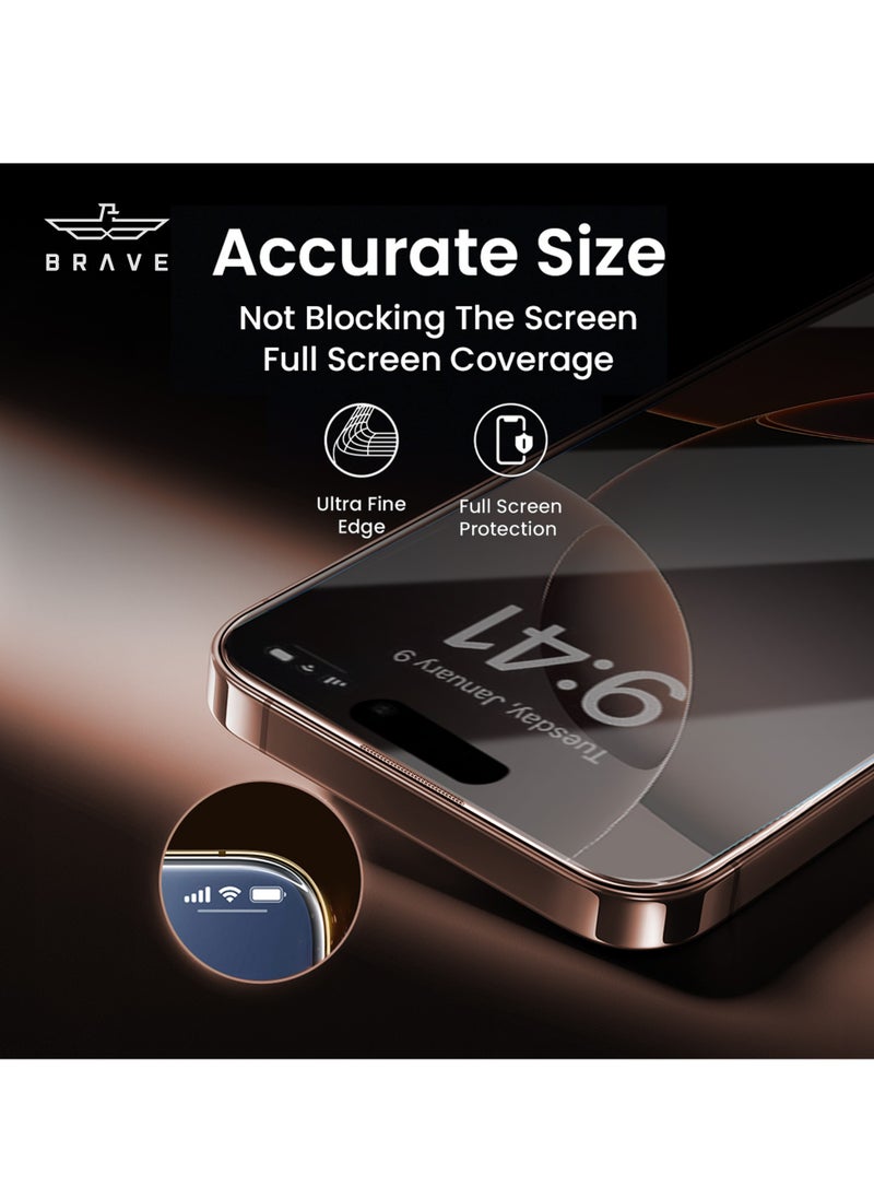 Brave - Privacy Screen Protector for iPhone 16 Pro Max 6.9 inch, Full Coverage, Spy Protection & Privacy, Face ID Compatible, 9H Hardness Tempered Glass for Durability, Fingerprint, Scratch & Shatter Resistant, Bubble-Free Application, Easy Installation with Alignment Frame, Case Compatible, High Clarity for Enhanced Security - Image 1