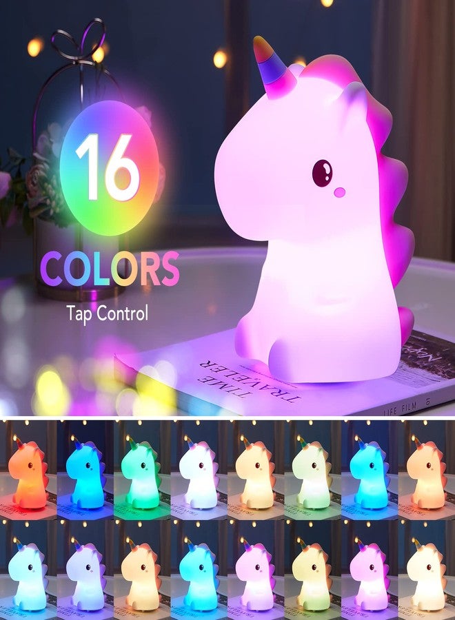 Mubarek Unicorns Gifts for Girls, Cute Night Lights for Kids Room, Squishy Silicone Unicorn Lamp, Nursery Led Rechargeable Kids Night Light Baby Toddler Light, Unicorn Room Decor for Kids Girl Bedroom - Image 2