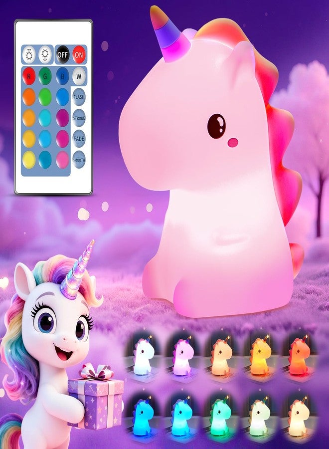 Mubarek Unicorns Gifts for Girls, Cute Night Lights for Kids Room, Squishy Silicone Unicorn Lamp, Nursery Led Rechargeable Kids Night Light Baby Toddler Light, Unicorn Room Decor for Kids Girl Bedroom - Image 1