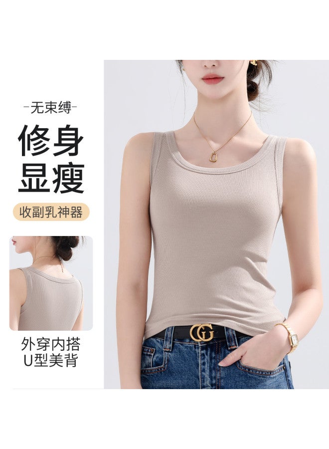 LANG SHA Women'S High Elasticity Slimming Ribbed Camisole With Side Coverage, For Layering Or Outer Wear - Image 2