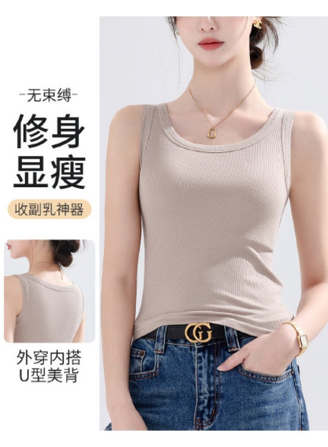 LANG SHA Women'S High Elasticity Slimming Ribbed Camisole With Side Coverage, For Layering Or Outer Wear - Image 1