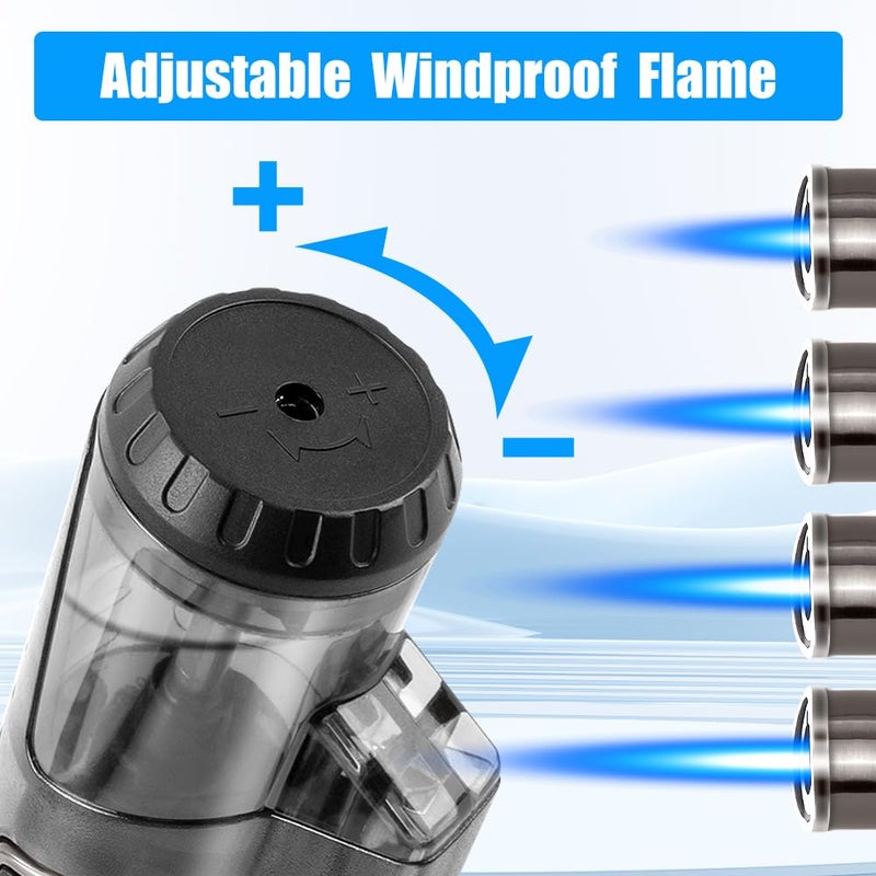 LcFun Torch Lighter 2 Pack Windproof Adjustable Single Jet Flame Butane Lighter Refillable Gas Lighter for Candle Camping Grill BBQ Fireplace (Butane Not Included) - Image 4