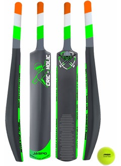 Jaspo Cric-Holic Senior Plastic Cricket Full Size Bat (34” X 4.5” Inch) For All Age Group With Soft Cricket Ball Combo  - Image 1
