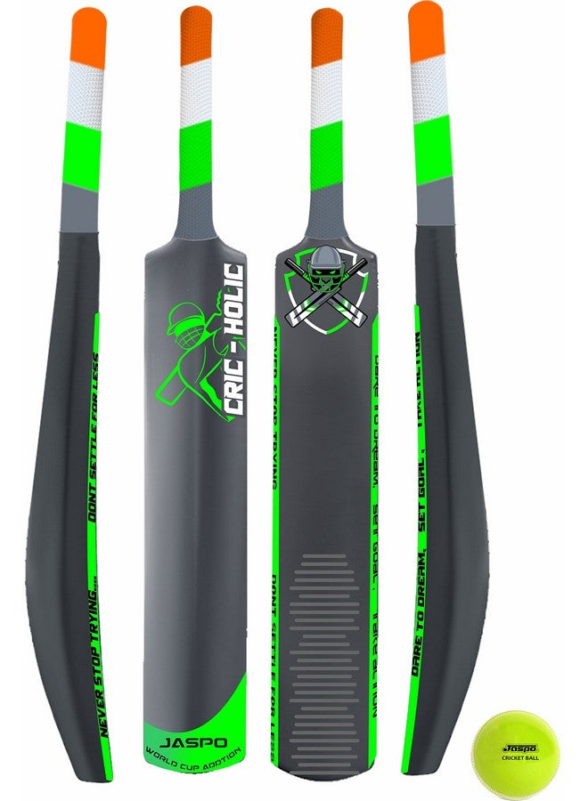 Jaspo Cric-Holic Senior Plastic Cricket Full Size Bat (34” X 4.5” Inch) For All Age Group With Soft Cricket Ball Combo - Image 1