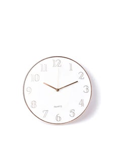 ماركة غير محددة white and rose gold wall clock decorative round no glass elegent clock analoge display battery operated for homes and offices 30Cm - CK2  - Image 1