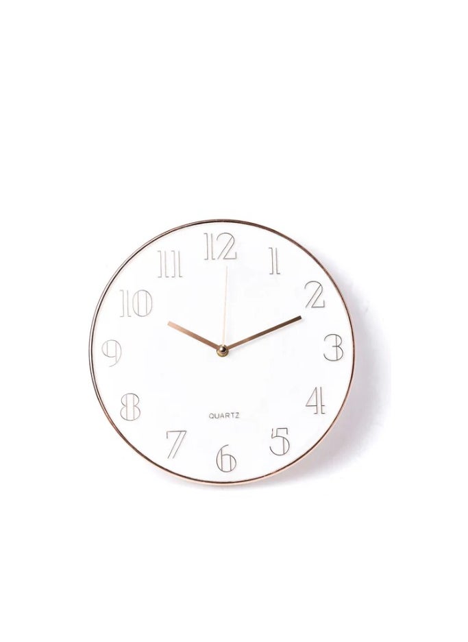 ماركة غير محددة white and rose gold wall clock decorative round no glass elegent clock analoge display battery operated for homes and offices 30Cm - CK2  - Image 1