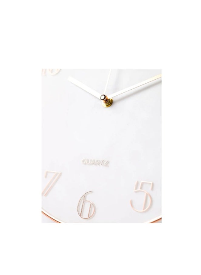ماركة غير محددة white and rose gold wall clock decorative round no glass elegent clock analoge display battery operated for homes and offices 30Cm - CK2  - Image 4