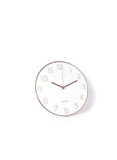 ماركة غير محددة white and rose gold wall clock decorative round no glass elegent clock analoge display battery operated for homes and offices 30Cm - CK2  - Image 2