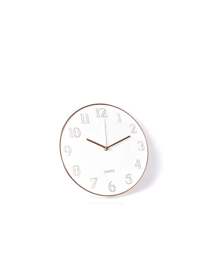 ماركة غير محددة white and rose gold wall clock decorative round no glass elegent clock analoge display battery operated for homes and offices 30Cm - CK2  - Image 2
