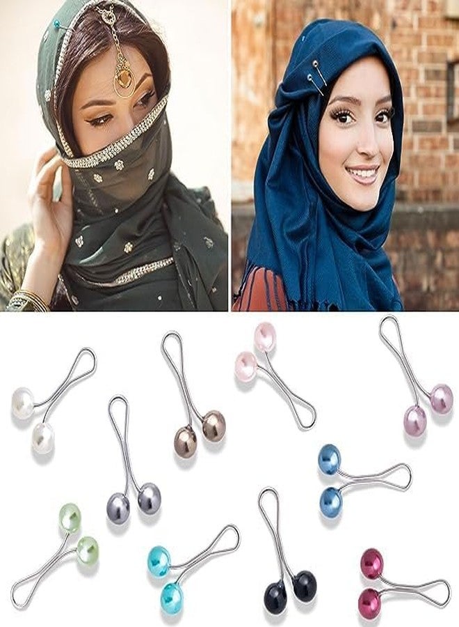 Rinpoche Cute Hijab Pins Crystal Rhinestone Ball 12 PCS Multicolor Hijab Simulated Pearl Brooch Pins for Women Headscarf Hijab U Clips,Faux Pearl Scarf Clips Pin-Less Scarf Clips, Scarf Brooch Pin Headscarf Lady Scarf Shawl Safety Pins Buttons Wedding Dress DecorativeSafety Pins Buttons Wedding Dress Decorat - Image 4