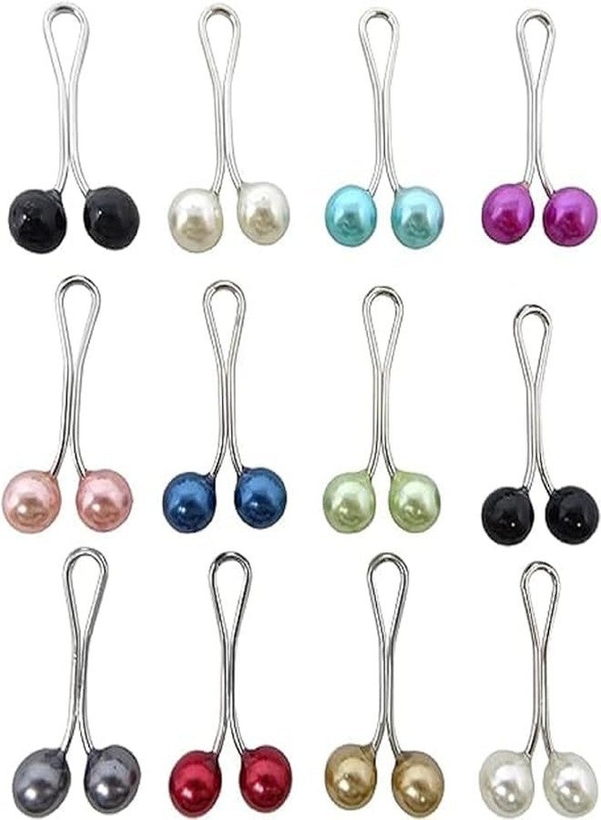 Rinpoche Cute Hijab Pins Crystal Rhinestone Ball 12 PCS Multicolor Hijab Simulated Pearl Brooch Pins for Women Headscarf Hijab U Clips,Faux Pearl Scarf Clips Pin-Less Scarf Clips, Scarf Brooch Pin Headscarf Lady Scarf Shawl Safety Pins Buttons Wedding Dress DecorativeSafety Pins Buttons Wedding Dress Decorat - Image 2