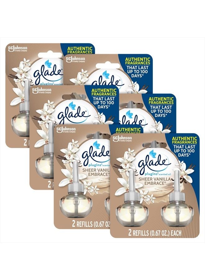 Glade عبوات إعادة تعبئة معطر الهواء، زيوت عطرية وأساسية للمنزل والحمام، عطر الفانيليا الشفافة، 1.34 أونصة، 12 قطعة - Image 1