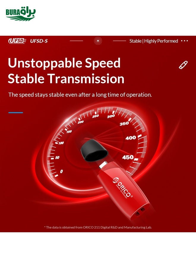 BURAQ ORICO UFS Flash Drive, Read: 450MB/s, Write: 350MB/s, Memory:64GB, Port:USB-A(Black) - Image 5