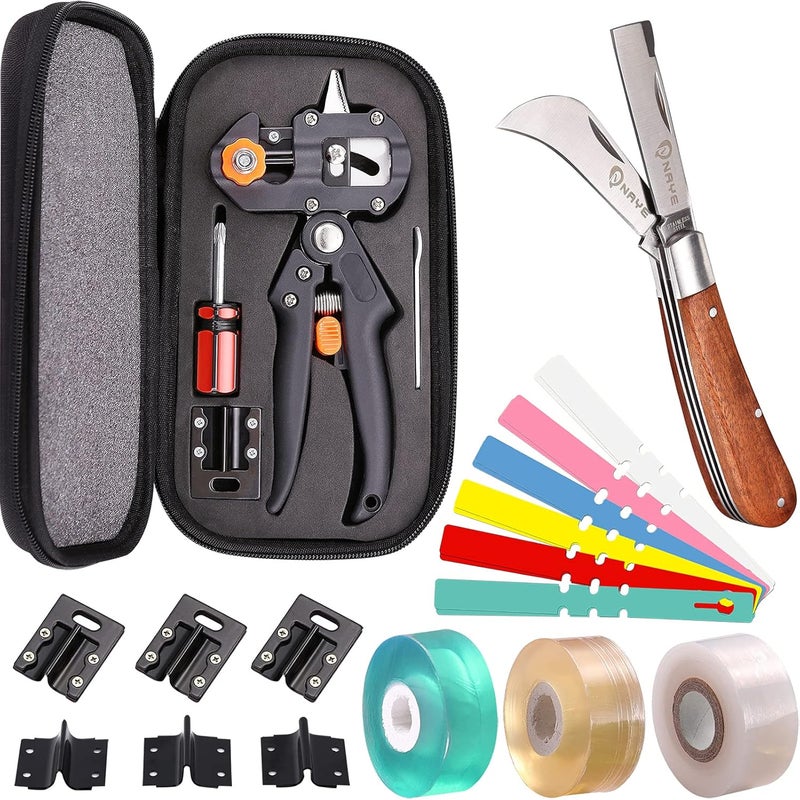 NAYE [6 Blades Enhanced] 2 in 1 Garden Grafting Tool Kit for Fruit Trees with Grafting Knife Grafting Tapes,Extra Replacement Blades Included,Professional Grafting Scissor Shear - Image 1