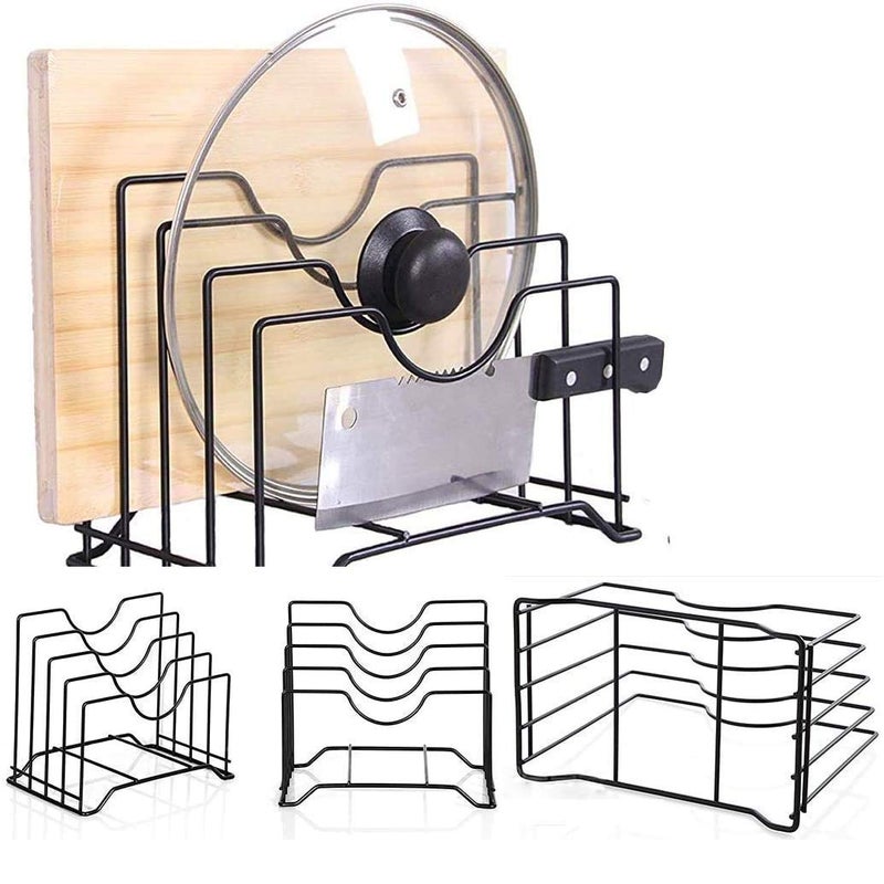 Bilvina Multifunction Kitchen Cabinet Pan Cover Storage Rack Plate Pot Lid Rack Cutting Board Organizer for Kitchen Pantry and Counter top Pack Of 1 - Image 1