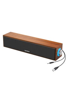 Necomi Wooden Computer Speakers, Usb-Powered 3.5Mm Aux Pc Speakers, Surround Sound Portable Computer Bar Speakers  - Image 1