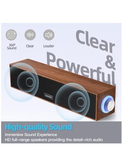 Necomi Wooden Computer Speakers, Usb-Powered 3.5Mm Aux Pc Speakers, Surround Sound Portable Computer Bar Speakers  - Image 2