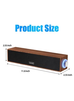 Necomi Wooden Computer Speakers, Usb-Powered 3.5Mm Aux Pc Speakers, Surround Sound Portable Computer Bar Speakers  - Image 5