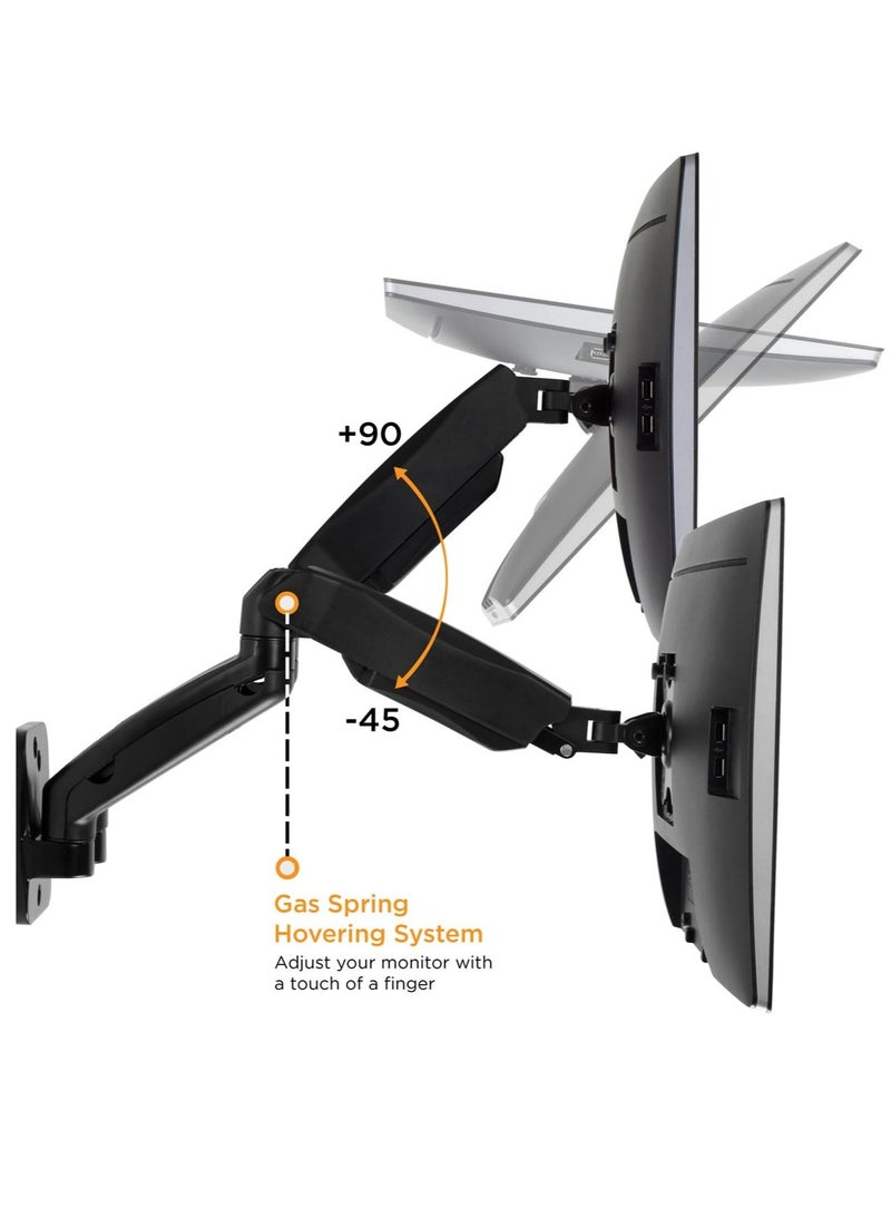 ELTRAZONE Dual Monitor Wall Mount Arms | Double Monitor Wall Mount | Two Full Motion Adjustable Articulating Gas Spring Arms | Fits 19 20 21 22 24 27 Inch Computer Screens with 75 or 100 VESA Patterns - Image 4